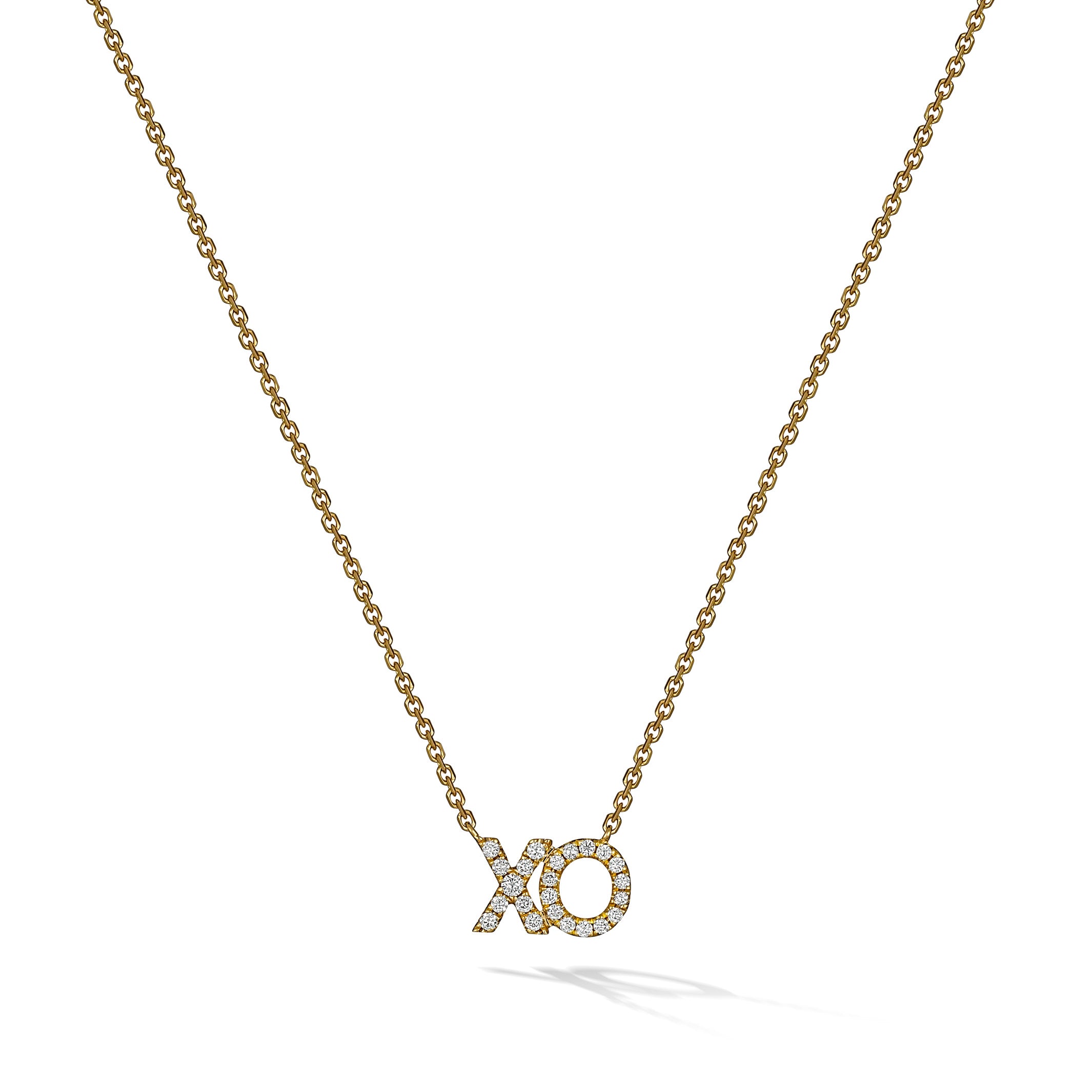 XO Diamond Pendant Necklace Yellow Gold ANTON Jewellery