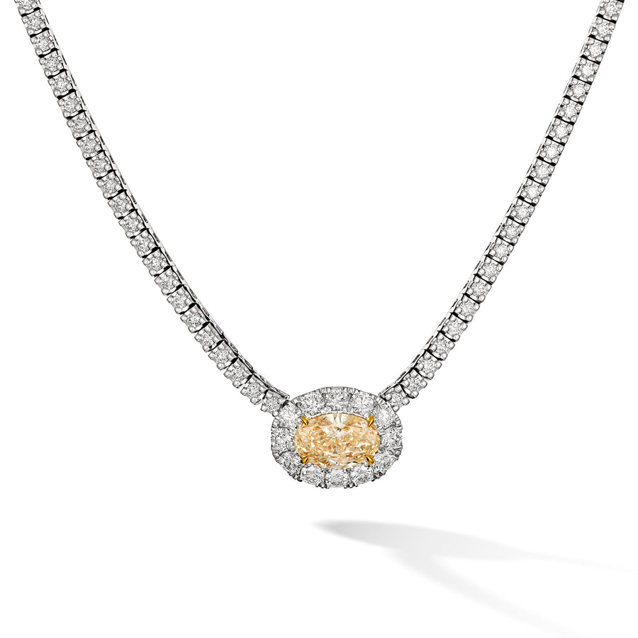 Hello Yellow® Oval Diamond Tennis Necklace | White Gold