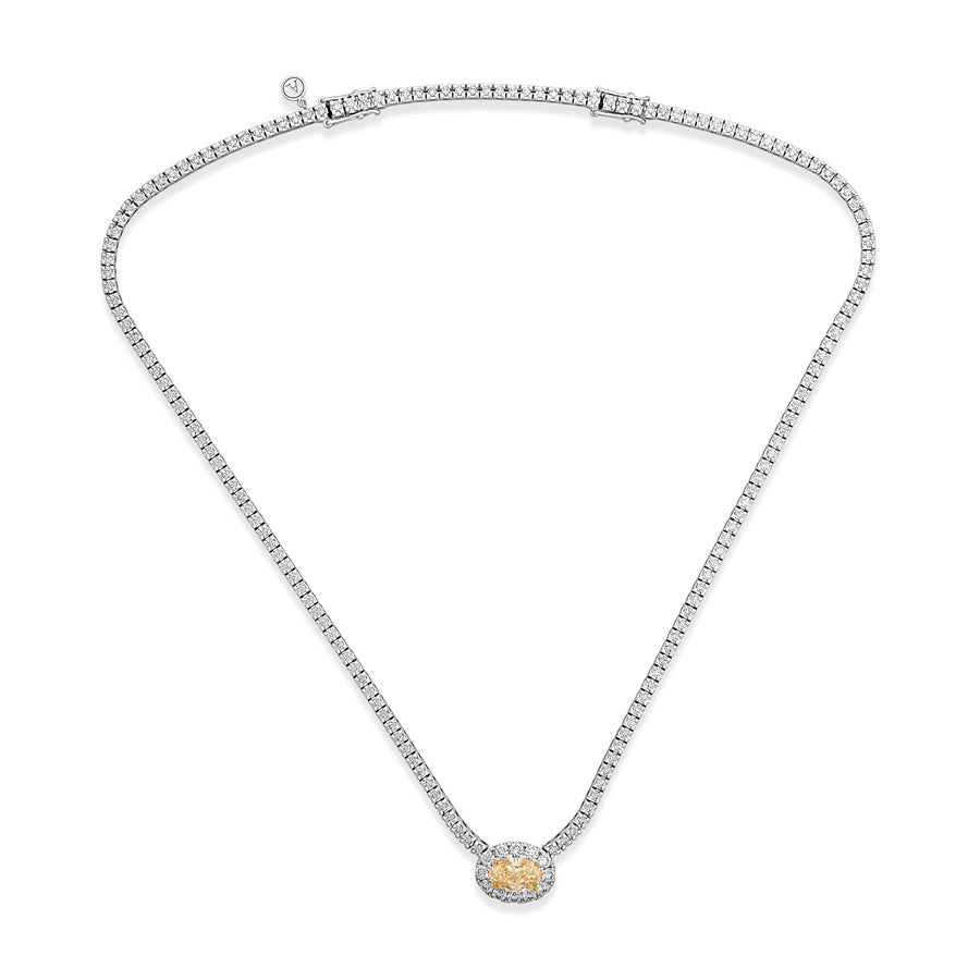 Hello Yellow® Oval Diamond Tennis Necklace | White Gold