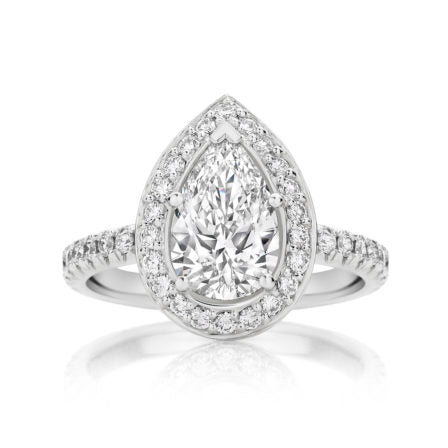 Classic Minelli Pear Cut Diamond Engagement Ring | 18K White Gold