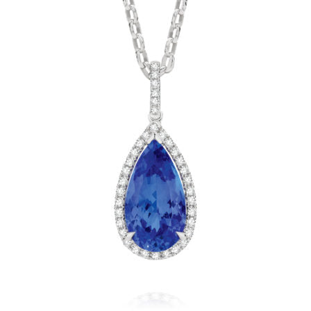 Regal Collection® Sapphire Pear Drop Pendant | White Gold