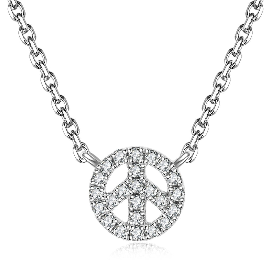 Icon Peace Symbol Necklace | White Gold