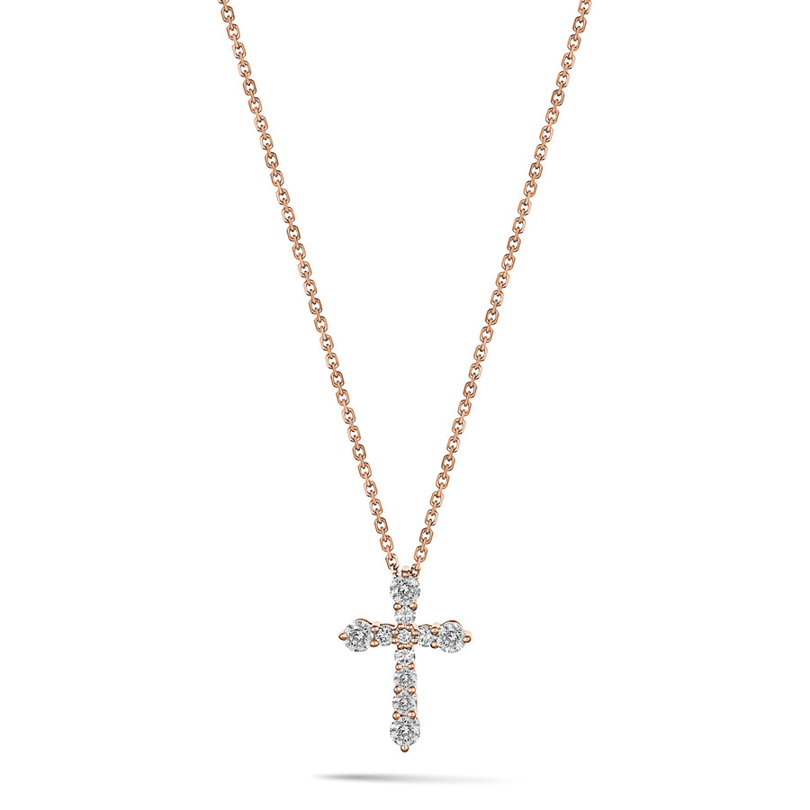 Valentina | Diamond Cross Necklace Rose Gold