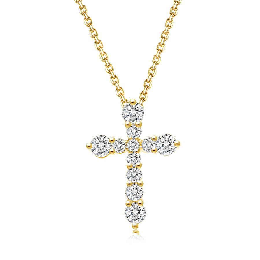 Valentina | Diamond Cross Necklace Yellow Gold
