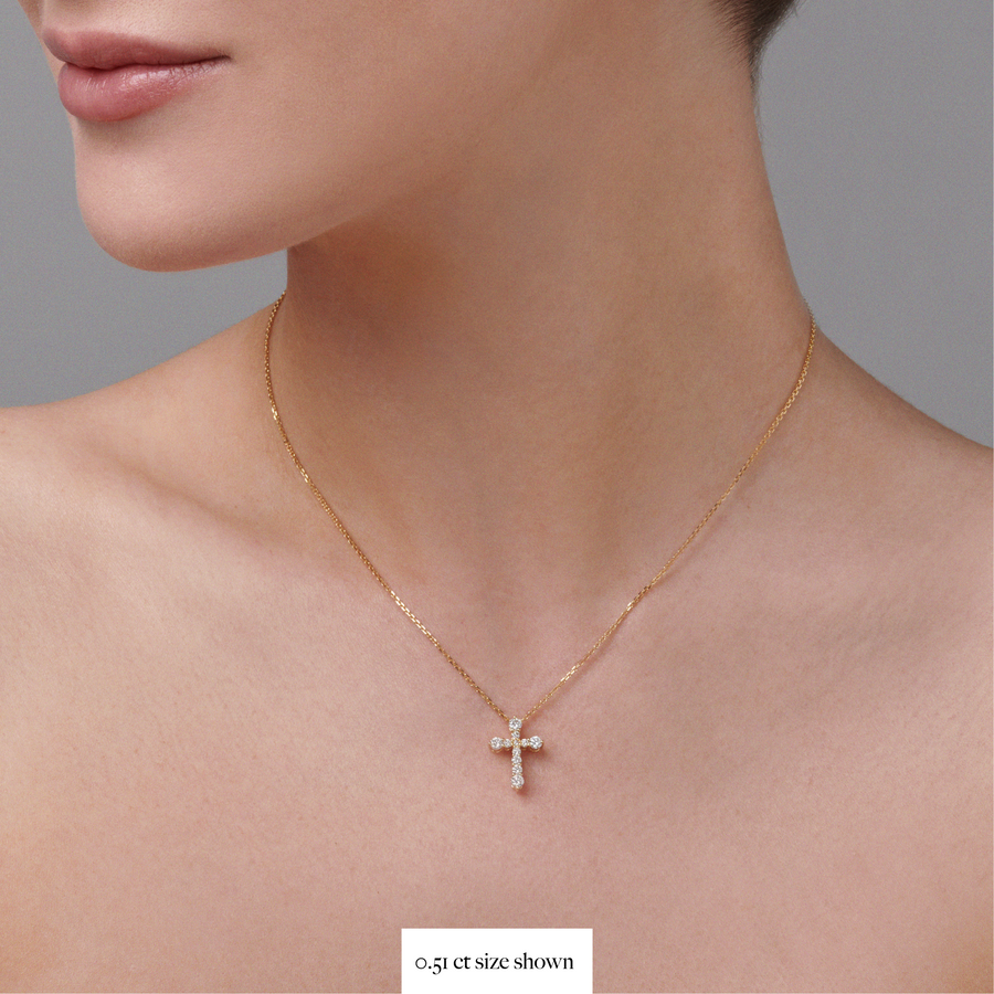 Valentina | Diamond Cross Necklace Yellow Gold