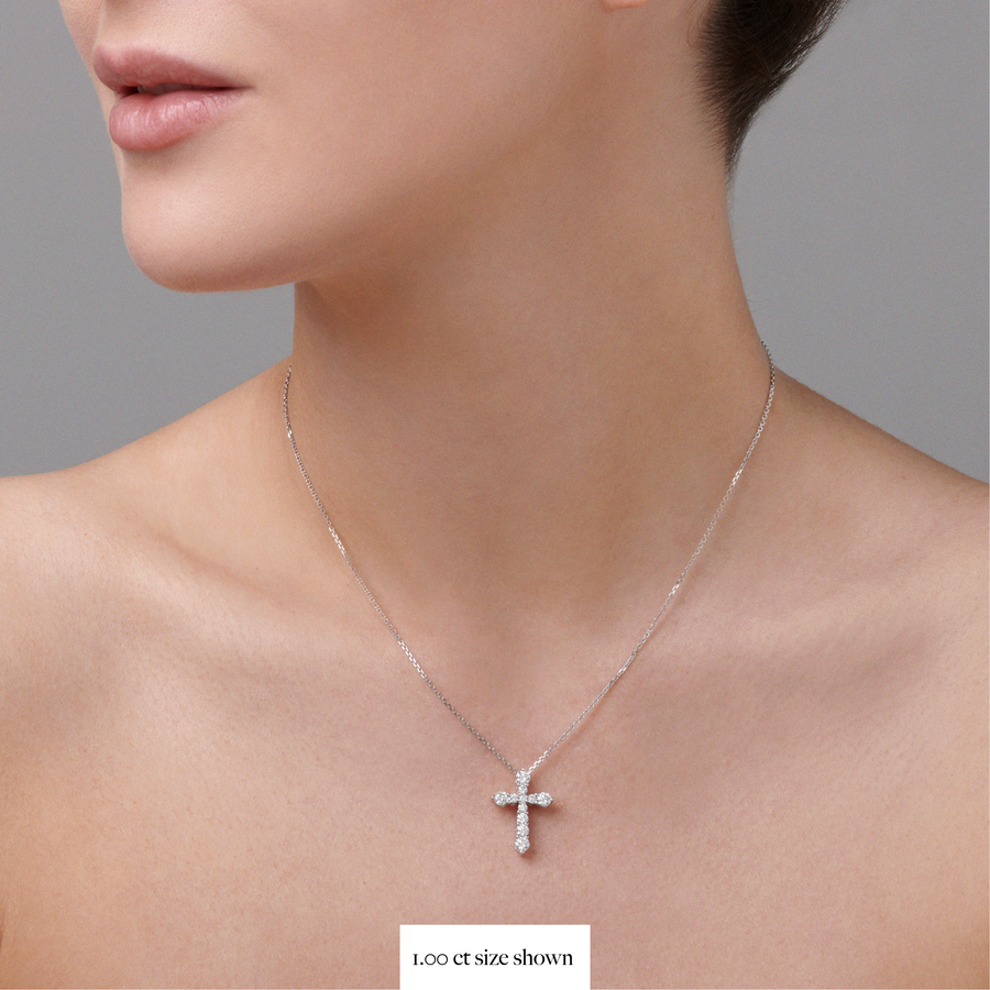 Valentina | Diamond Cross Necklace White Gold