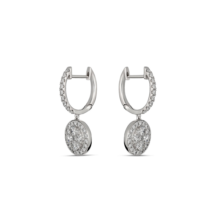 Promise Round Diamond Drop Earrings | White Gold