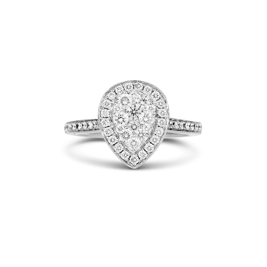 Promise Pear Diamond Halo Ring | White Gold