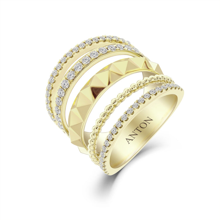R.08™ Contour Multi-Row Diamond Ring | Yellow Gold