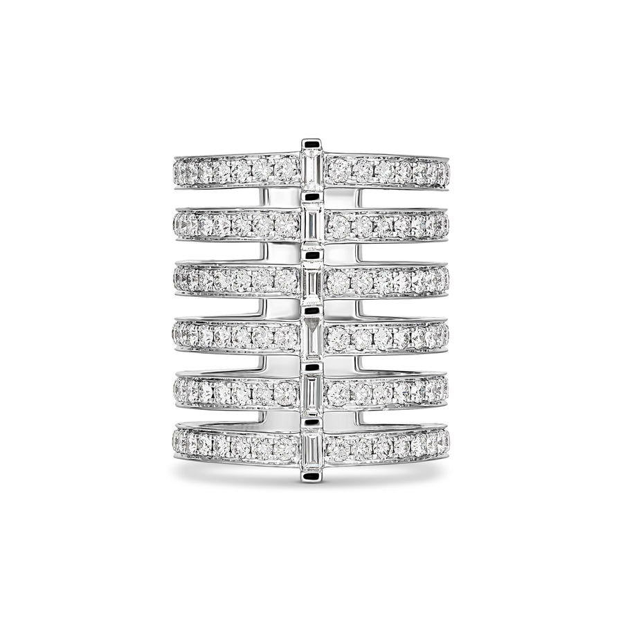 Capri Dreaming® Cruise 6-Row Diamond Ring | White Gold