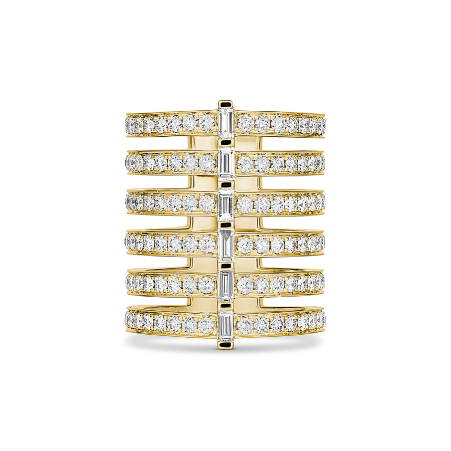 Capri Dreaming® Cruise 6-Row Diamond Ring | Yellow Gold