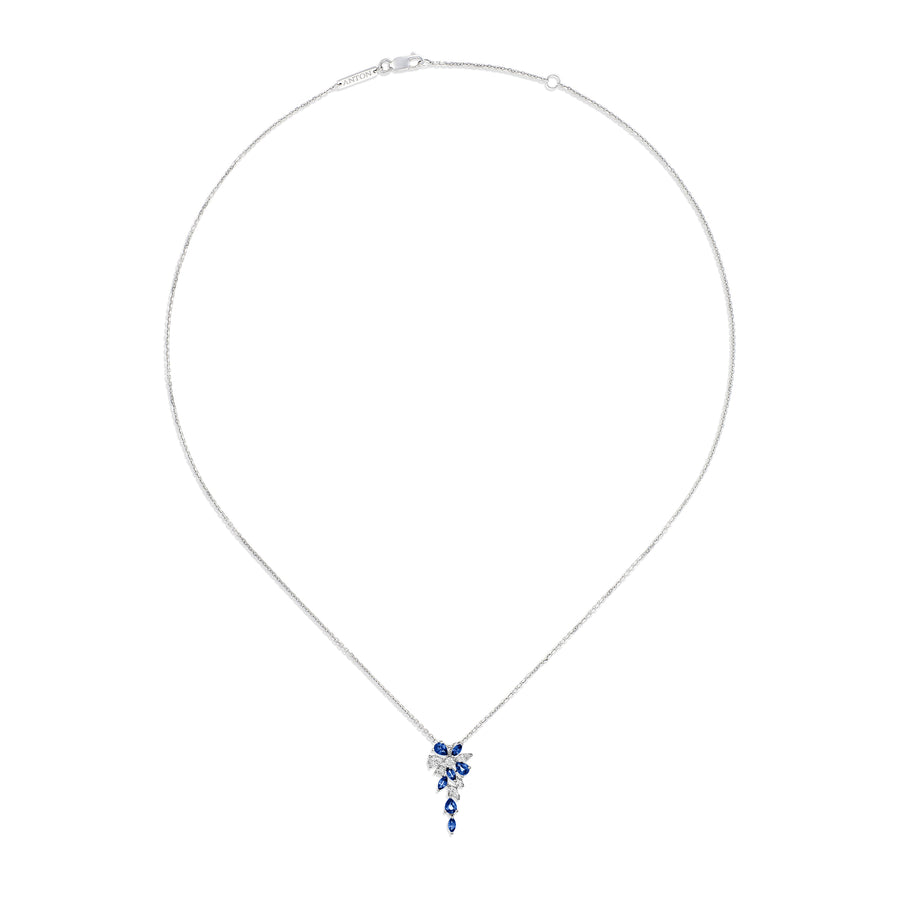 Riviera Cannes Sapphire and Diamond Pendant Necklace | White Gold