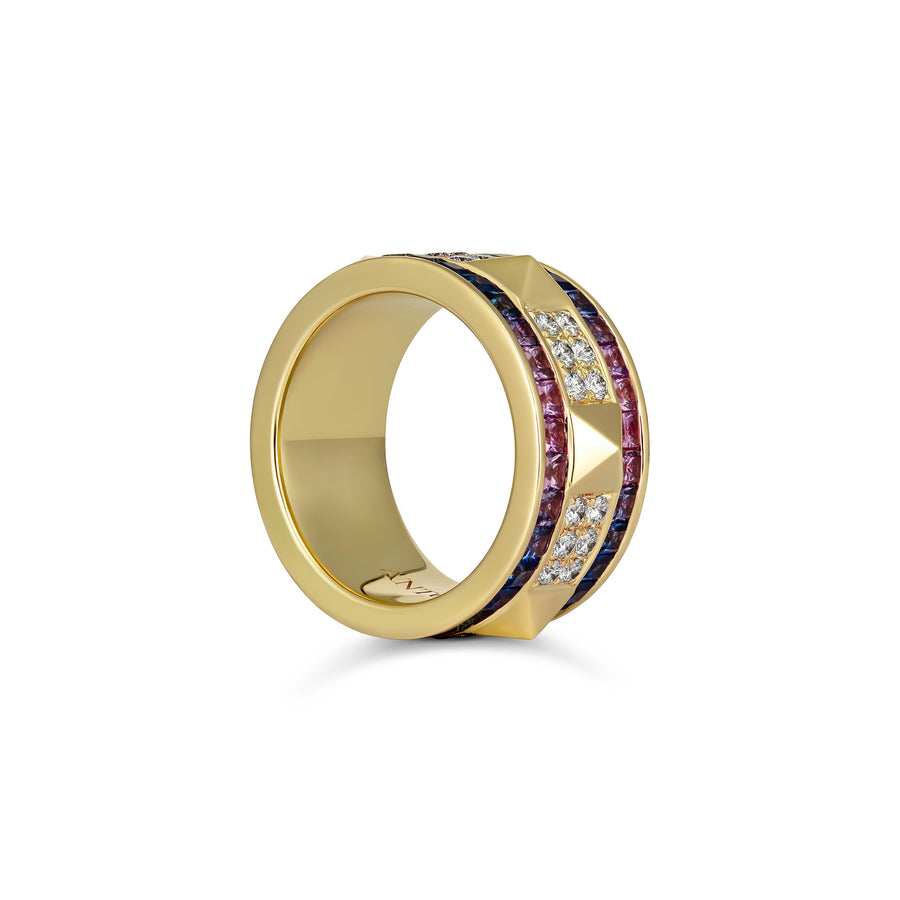R.08™ Deux Rainbow Sapphire and Diamond Ring | White Gold
