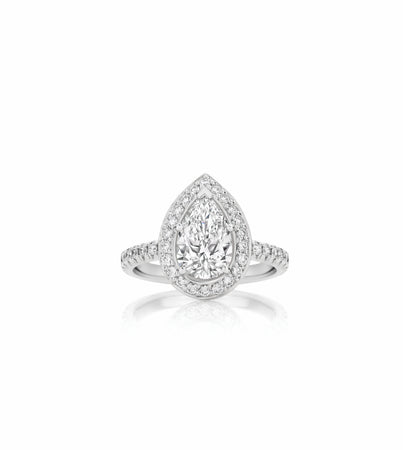Classic Minelli Pear Cut Diamond Engagement Ring | Platinum