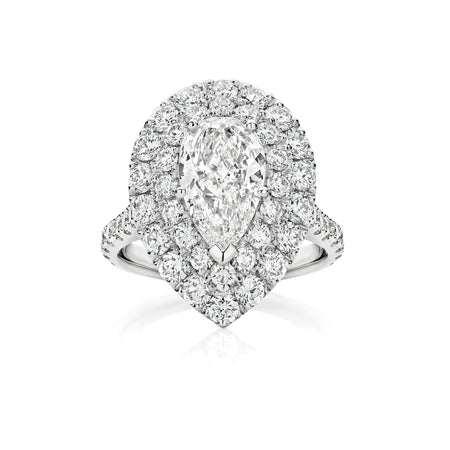 Classic Minelli May Pear Cut Diamond Engagement Ring | 18K White Gold