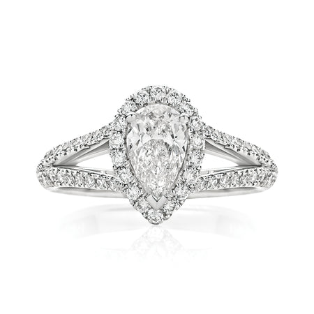Classic Bessie Pear Cut Diamond Engagement Ring | Platinum