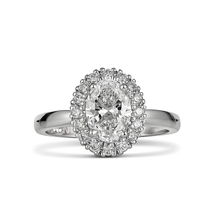 Classic Minelli Oval Cut Diamond Engagement Ring | 18K White Gold