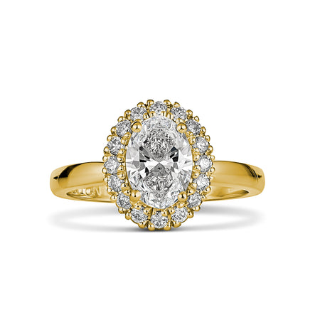 Classic Minelli Oval Cut Diamond Engagement Ring | 18K Yellow Gold