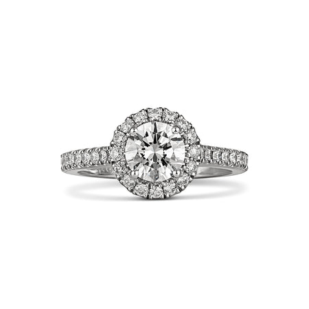 Classic Minelli Round Brilliant Cut Diamond Engagement Ring | 18K White Gold
