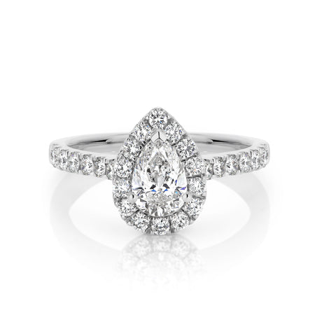 Endless Minelli Pear Cut Diamond Engagement Ring | 18K White Gold