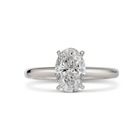 Classic Crawford Oval Cut Diamond Engagement Ring | 18K White Gold