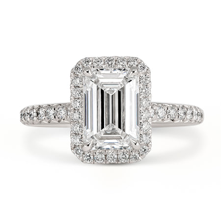 Classic Minelli Emerald Cut Diamond Engagement Ring | 18K White Gold