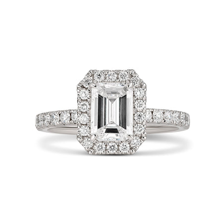 Classic Minelli Emerald Cut Diamond Engagement Ring | Platinum