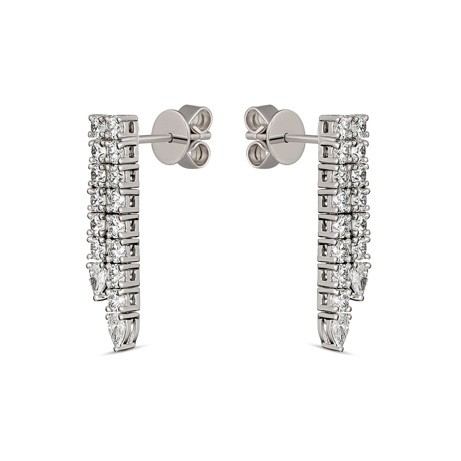 Waterfall Classic Diamond Drop Earrings | White Gold