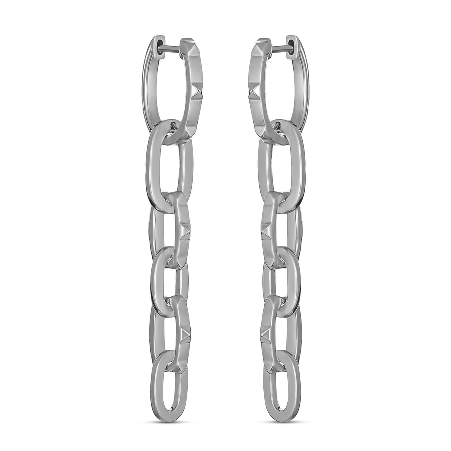 R.08™ Chain Drop Earrings | White Gold