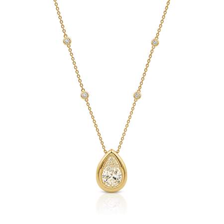 Luminous Pear Shape Diamond Pendant Necklace | 18k Yellow Gold