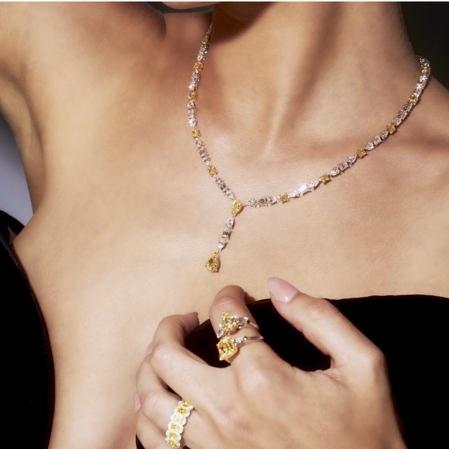 Riviera Monaco Fancy Yellow Diamond Drop Necklace