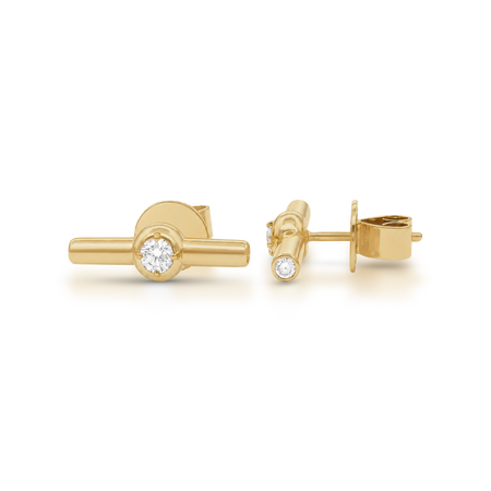 Luminous Fob Stud Earrings | 18K Yellow Gold