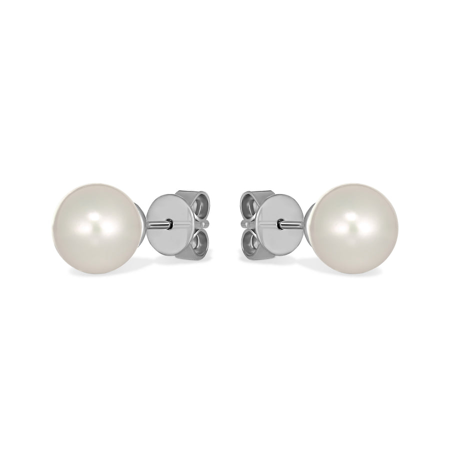 Classic Pearl Stud Earrings | White Gold