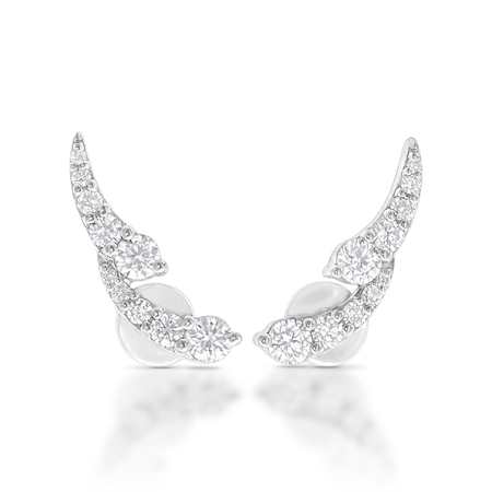 Classic Collection Wave Stud Earring | 18K White Gold