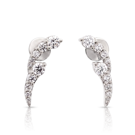 Classic Collection Wave Stud Earring | 18K White Gold