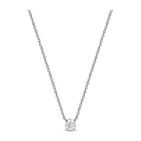 Classic 4 Claw Diamond Pendant Necklace | White Gold