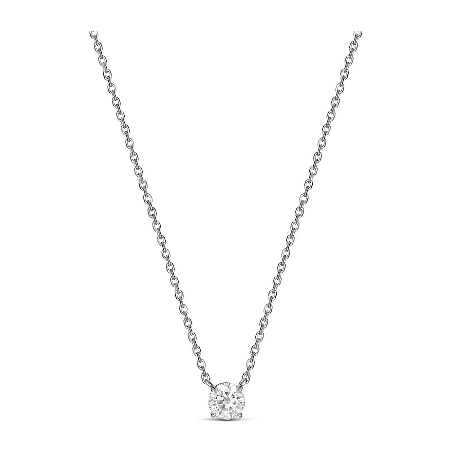 Classic Claw Diamond Pendant Necklace White Gold