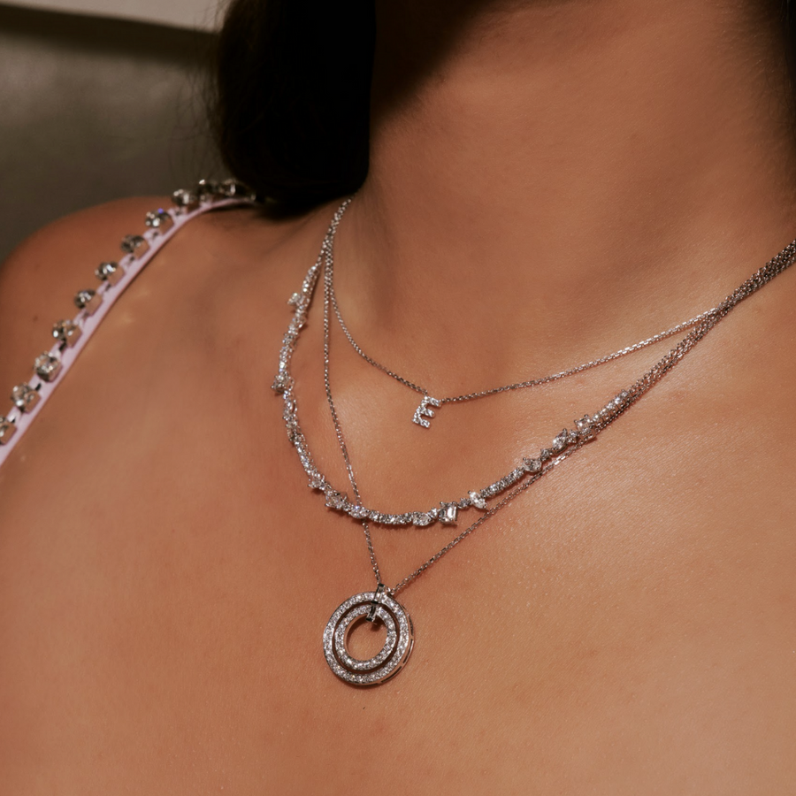 Lighthouse® Double Diamond Pendant Necklace | White Gold
