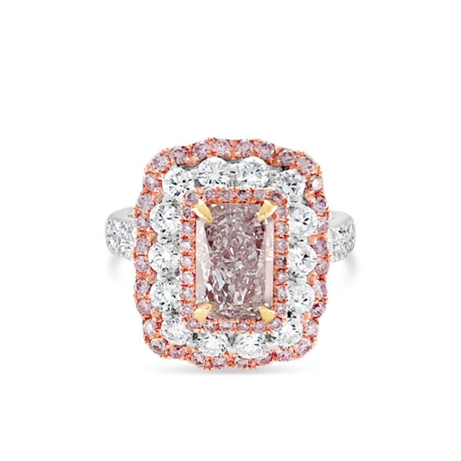 High Jewellery Collection Pink Radiant Cut Diamond Ring | White Gold