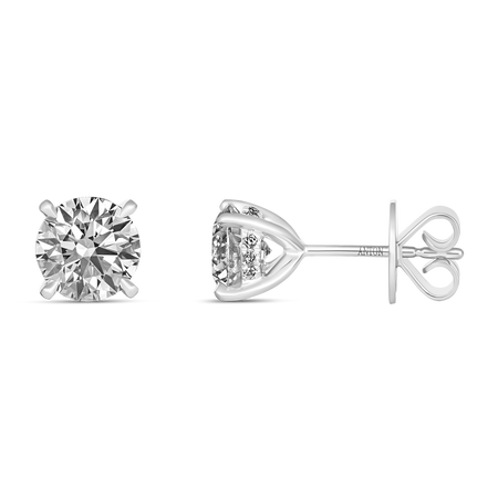 Classic Crawford Round Brilliant Cut Diamond Stud Earrings
