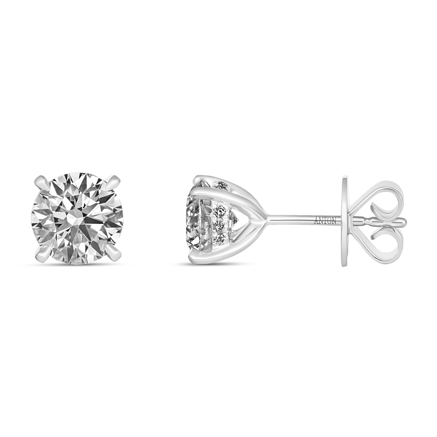 Classic Crawford Round Brilliant Cut Diamond Stud Earrings