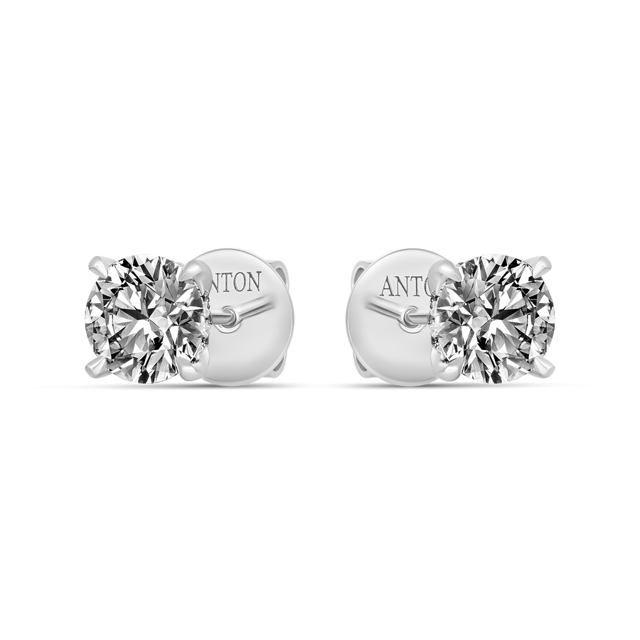 Classic Crawford Round Brilliant Cut Diamond Stud Earrings