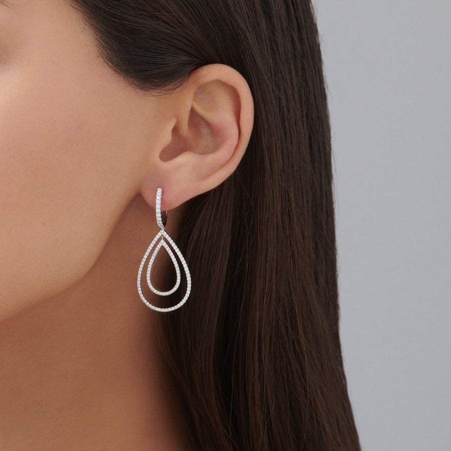 Capri Dreaming® Breeze Double-Diamond Drop Earrings | White Gold