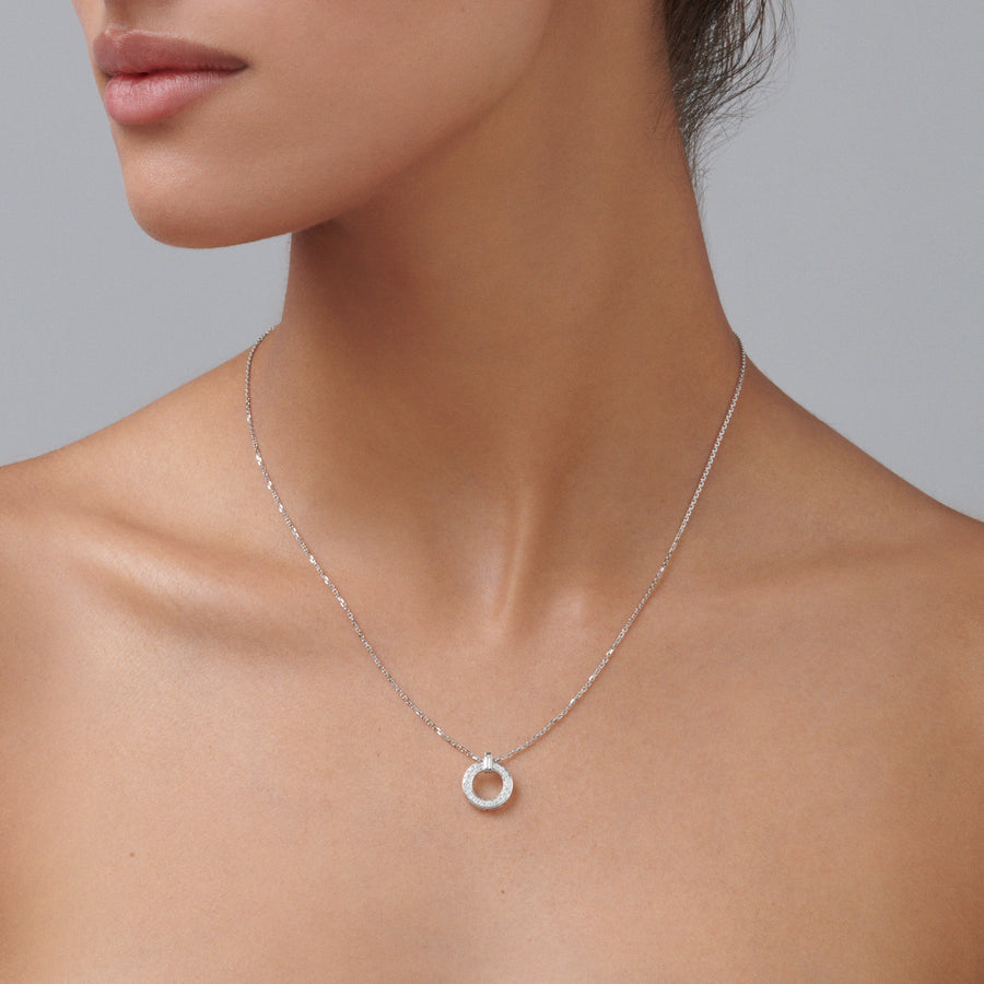 Capri Dreaming® Lighthouse Single Diamond Pendant Necklace | White Gold