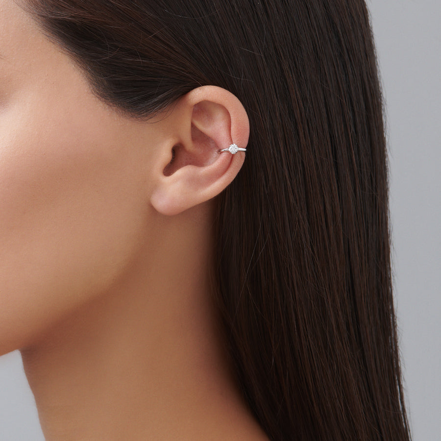 Allure Single Diamond Ear Cuff | White Gold