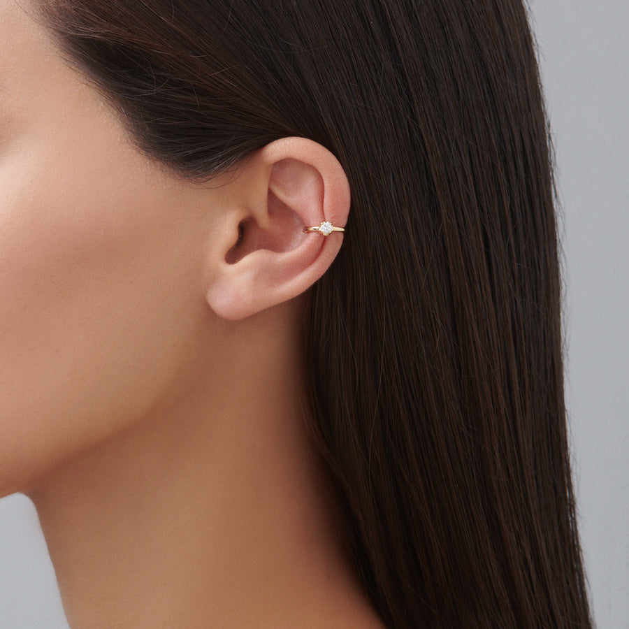 Allure Single Diamond Ear Cuff | Yellow Gold
