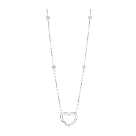 Capri Dreaming® Diamond Dot Chain Heart Pendant Necklace | 18K White Gold