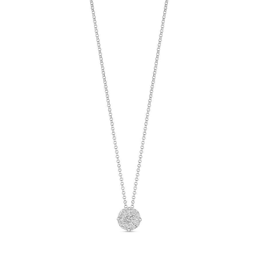 Illusion Solitaire Medium Diamond Pendant Necklace | 18k White Gold