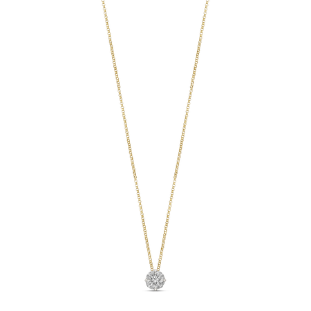 Illusion Solitaire Medium Diamond Pendant Necklace | 18K Yellow and White Gold