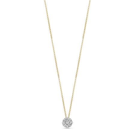 Illusion Solitaire Medium Diamond Pendant Necklace | 18K Yellow and White Gold